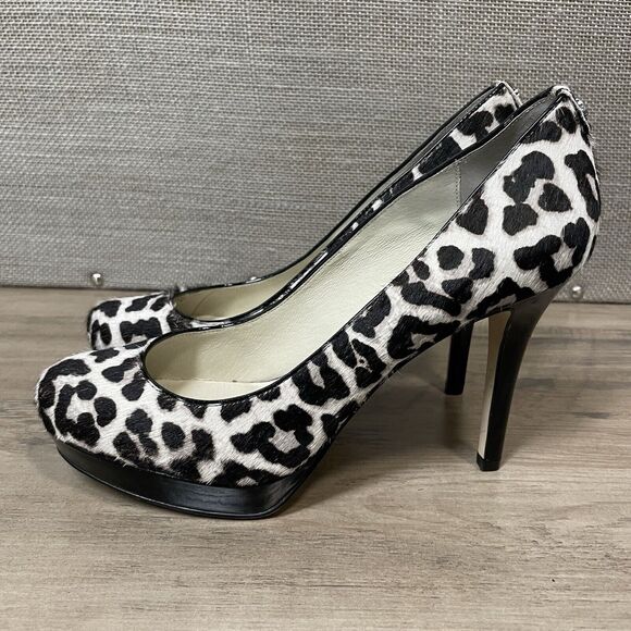 MICHAEL KORS MK Flex Mid pump Cream Printed Calf Hair CHEETAH Animal Print 9.5M - Picture 3 of 9